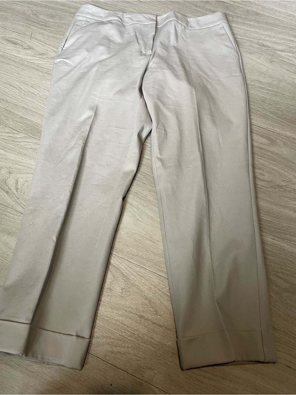 Ann Taylor Light Taupe Straight-Leg Trousers